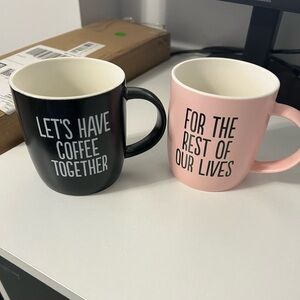 Black and Pink Coffee Marraige/Engaged Mug Set